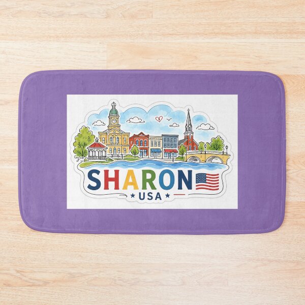 Item preview, Sharon USA Cute One-Line Skyline Label  Label Text SHARON USA  designed and sold by PaintMeWorld.