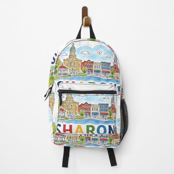 Item preview, Sharon USA Cute One-Line Skyline Label Label Text SHARON USA designed and sold by PaintMeWorld.