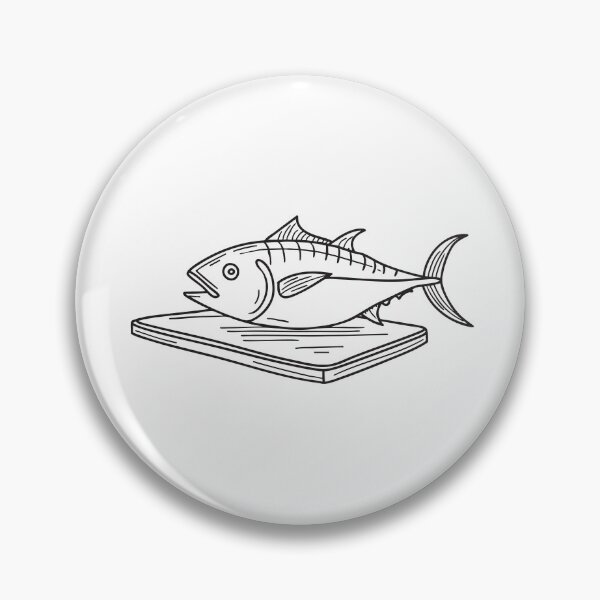 Item preview, A tuna fish resting on a chopping board designed and sold by rasagamastore.