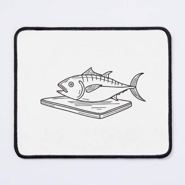 Item preview, A tuna fish resting on a chopping board designed and sold by rasagamastore.