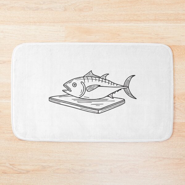 Item preview, A tuna fish resting on a chopping board designed and sold by rasagamastore.