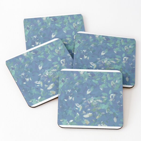 Item preview, Abstract background of blue and teal scattered leaves pattern. designed and sold by AjjimaJKM.