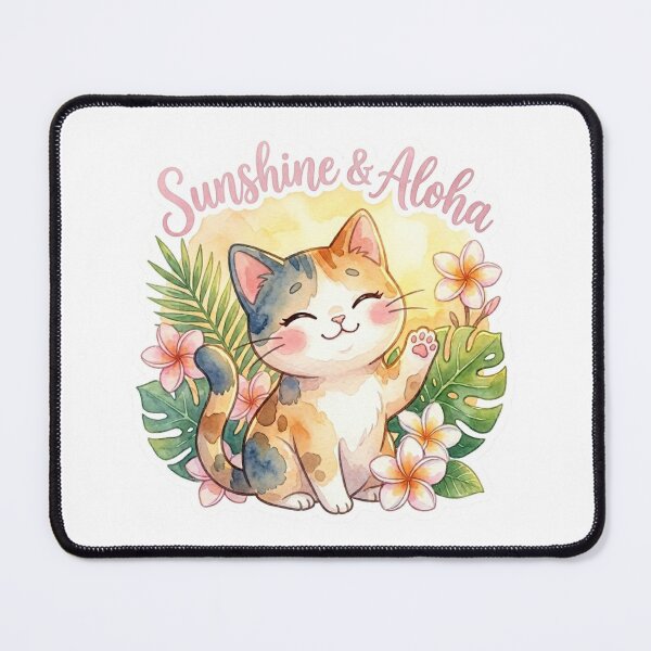 Item preview, Sunshine & Aloha – Tropical Hawaiian Cat Sticker designed and sold by LaniDigitalNook.