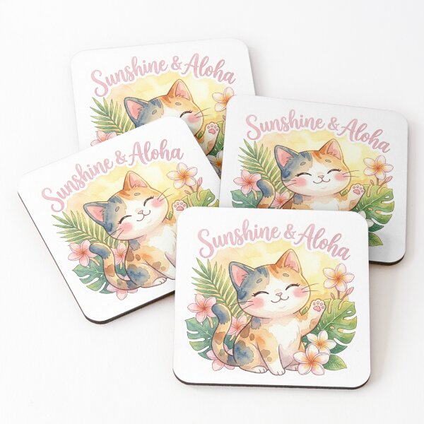 Item preview, Sunshine & Aloha – Tropical Hawaiian Cat Sticker designed and sold by LaniDigitalNook.