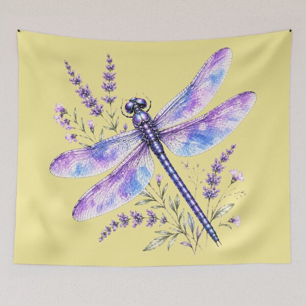 Item preview, Botanical Dragonfly, Lavender Floral Nature, Cottagecore Wildflower designed and sold by PastelWingg.