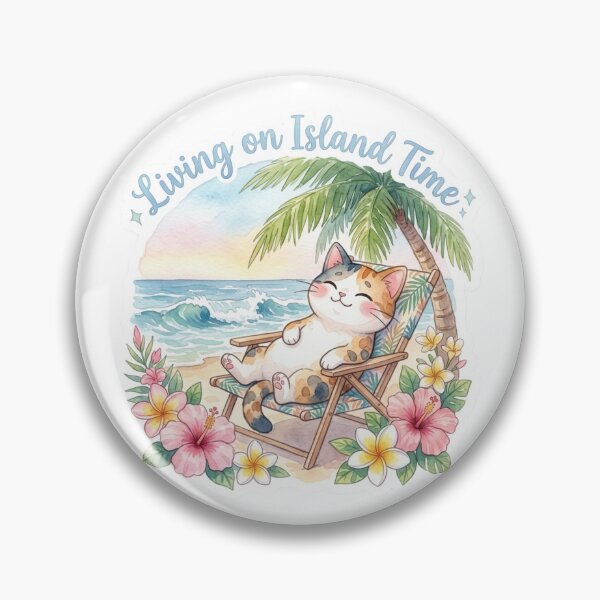 Item preview, Living on Island Time – Hawaiian Beach Cat Sticker designed and sold by LaniDigitalNook.