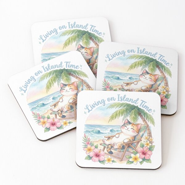 Item preview, Living on Island Time – Hawaiian Beach Cat Sticker designed and sold by LaniDigitalNook.