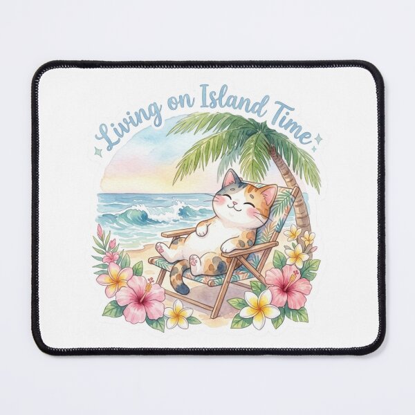 Item preview, Living on Island Time – Hawaiian Beach Cat Sticker designed and sold by LaniDigitalNook.