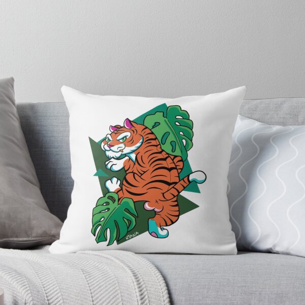 Item preview, Sneaky Tiger Crouching in Jungle Leaves Tattoo Art designed and sold by ARTBYKTANA.