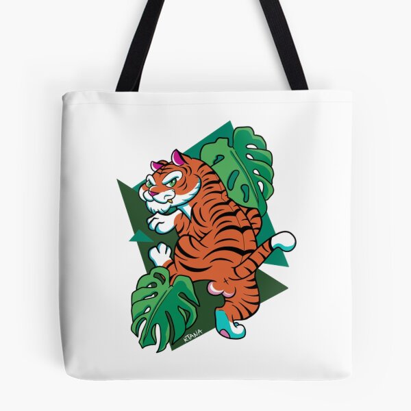 Item preview, Sneaky Tiger Crouching in Jungle Leaves Tattoo Art designed and sold by ARTBYKTANA.