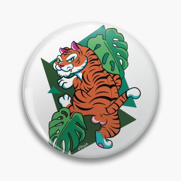 Item preview, Sneaky Tiger Crouching in Jungle Leaves Tattoo Art designed and sold by ARTBYKTANA.