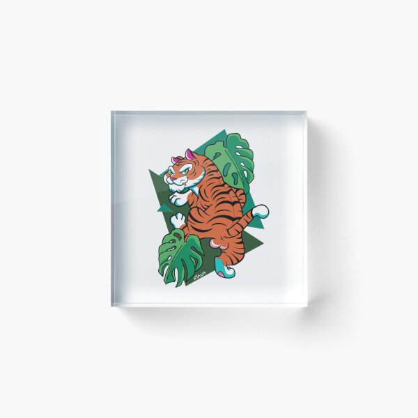 Item preview, Sneaky Tiger Crouching in Jungle Leaves Tattoo Art designed and sold by ARTBYKTANA.