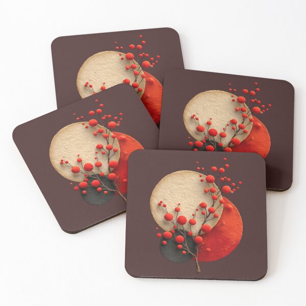 Item preview, Minimalist Red Berries on Abstract Circles designed and sold by colorful-white.