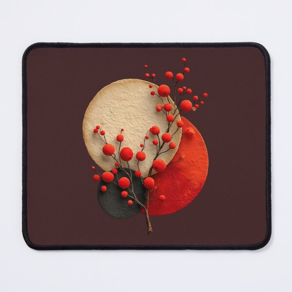 Item preview, Minimalist Red Berries on Abstract Circles designed and sold by colorful-white.