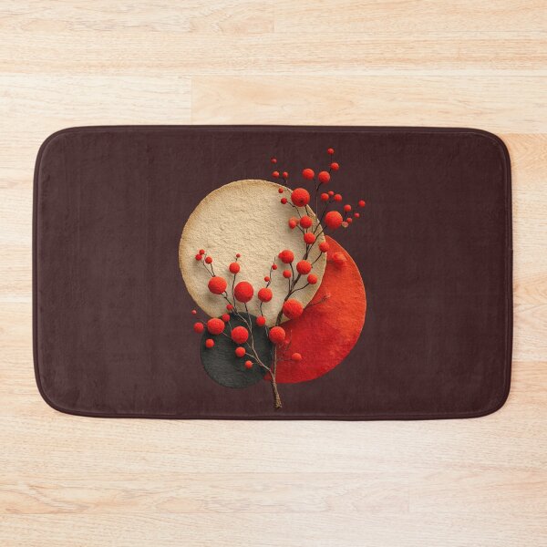 Item preview, Minimalist Red Berries on Abstract Circles designed and sold by colorful-white.