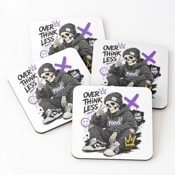 Item preview, Overthink Less Live More | Gen Z Streetwear Skeleton Sticker designed and sold by cartxglobal.