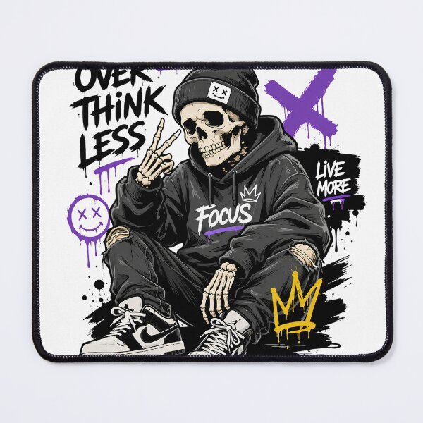 Item preview, Overthink Less Live More | Gen Z Streetwear Skeleton Sticker designed and sold by cartxglobal.