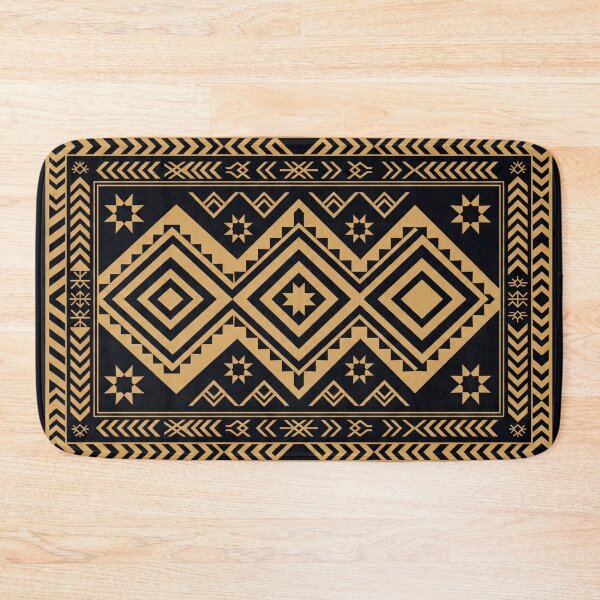 Item preview, Black Gold Tribal Geometric Kilim Design designed and sold by arteresting-art.