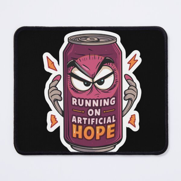 Item preview, Running on Artificial Hope Funny Energy Drink Sticker | Sarcastic Motivational Meme Design designed and sold by magiquecreations.