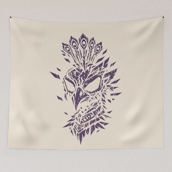 Item preview, Peacock Tribal Skull - Dark Purple Streetwear Graphic designed and sold by JonelCrafts.