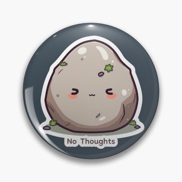 Item preview, No Thoughts Cute Rock Sticker | Empty Head Kawaii Meme Design designed and sold by magiquecreations.