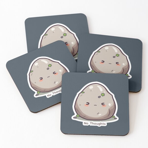 Item preview, No Thoughts Cute Rock Sticker | Empty Head Kawaii Meme Design designed and sold by magiquecreations.