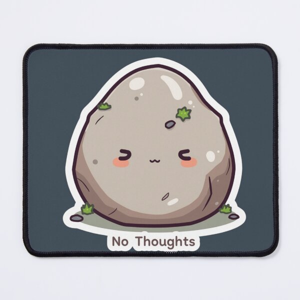 Item preview, No Thoughts Cute Rock Sticker | Empty Head Kawaii Meme Design designed and sold by magiquecreations.
