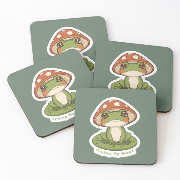 Item preview, Trying My Best Frog Mushroom Sticker | Cute Cottagecore Frog | Whimsical Kawaii Frog Meme designed and sold by magiquecreations.