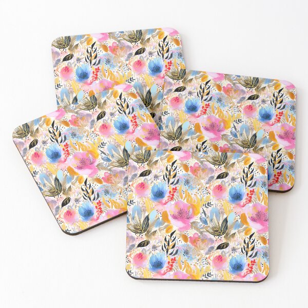 Item preview, Abstract Floral Pattern In Blues, Yellow And Pinks designed and sold by DEC02.