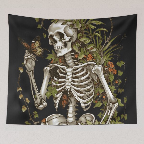 Item preview, Bones and Botany- Cottagegoth Skeleton Life After Death Nature and Bones Illustration designed and sold by L&L.