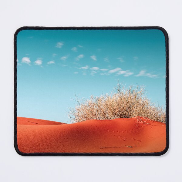 Item preview, Red Desert Sand With Dusty Bush and Blue Sky Art Photo designed and sold by DEC02.
