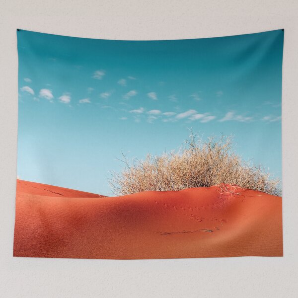 Item preview, Red Desert Sand With Dusty Bush and Blue Sky Art Photo designed and sold by DEC02.