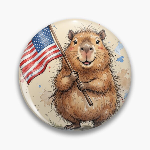 Item preview, Cute Watercolor Capybara with American Flag USA 250 Art designed and sold by BreezifyDesignStudio.