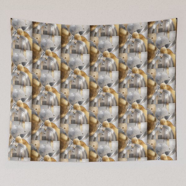 Item preview, Luxury Gold Silver Abstract Wall Art, Modern Metallic Geometric Design, Elegant Contemporary Decor Print designed and sold by Hookesmode.