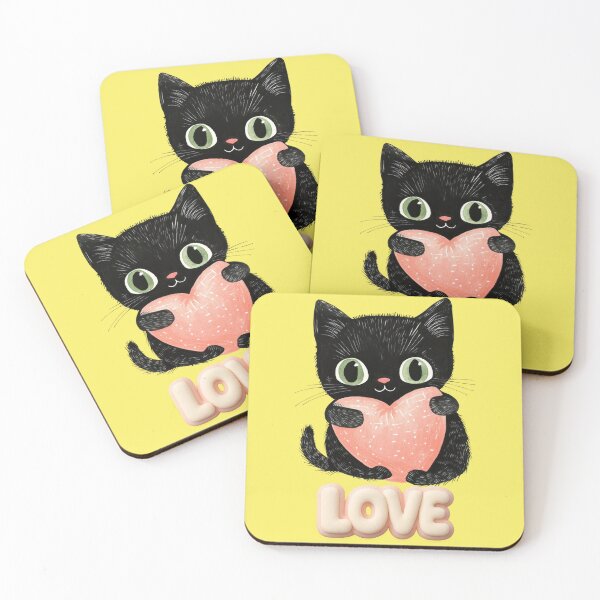 Item preview, Black cat holds big heart. Love quote. designed and sold by Mauswohn.