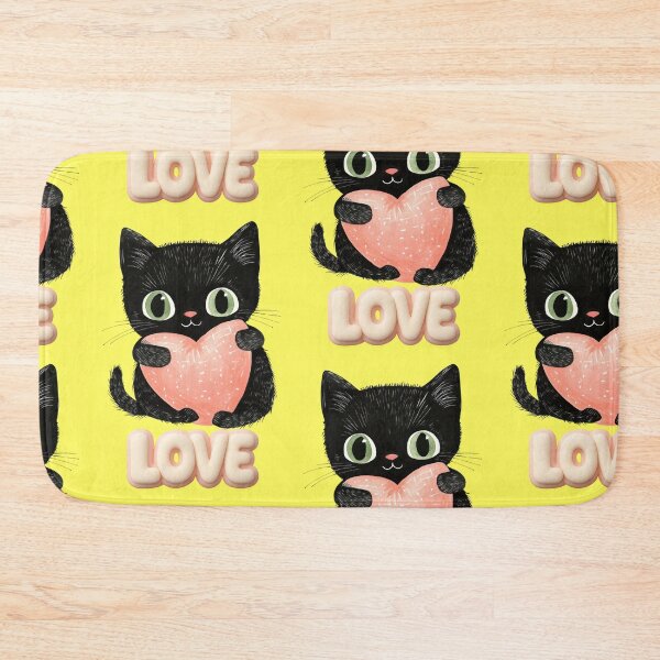 Item preview, Black cat holds big heart. Love quote. designed and sold by Mauswohn.