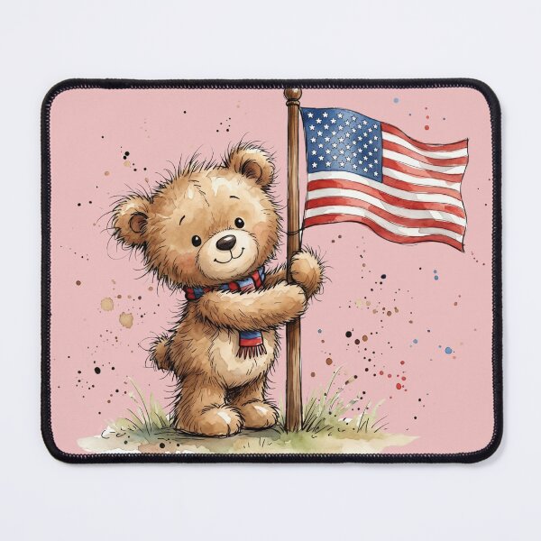 Item preview, Cute Watercolor Teddy Bear holding American Flag USA 250 designed and sold by BreezifyDesignStudio.