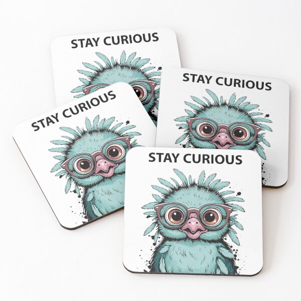 Item preview, Stay Curious Bird with Glasses | Cute Nerdy Bird Motivational Illustration designed and sold by Cool-cat-art.