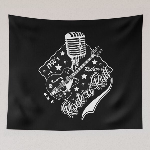 Item preview, Retro Microphone Rockabilly Guitar Vintage Classic Rock and Roll Sock Hop designed and sold by MemphisCenter.
