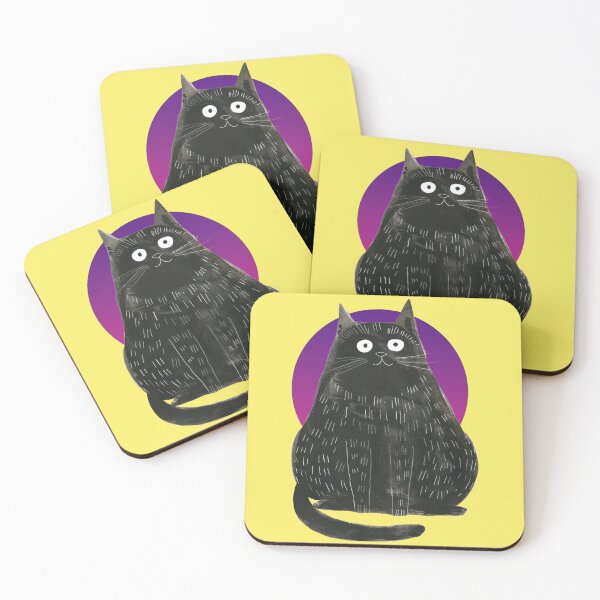 Item preview, Black cat with large eyes against a purple moon designed and sold by Mauswohn.