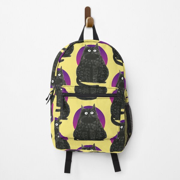 Item preview, Black cat with large eyes against a purple moon designed and sold by Mauswohn.