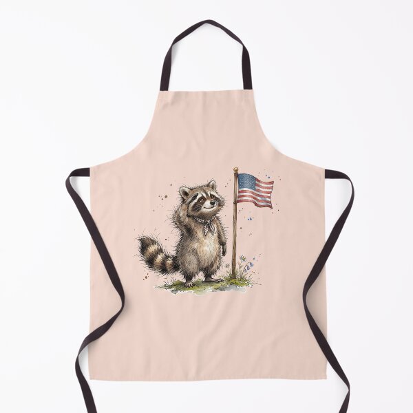 Item preview, Cute Watercolor Saluting Raccoon with American Flag Art designed and sold by BreezifyDesignStudio.