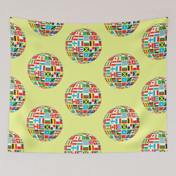 Item preview, A colorful globe formed from international national flags designed and sold by Mauswohn.