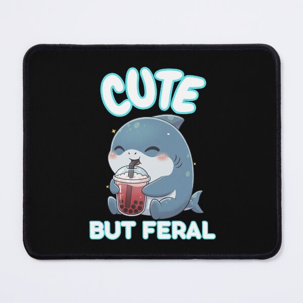 Item preview, Cute But Feral Shark Drinking Bubble Tea | Funny Kawaii Shark Meme designed and sold by Nature's Chibis.