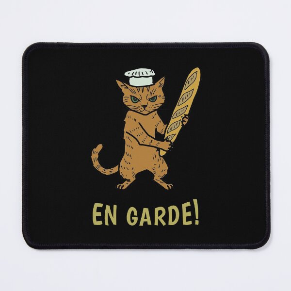 Item preview, En Garde! Funny Baker Cat with Baguette designed and sold by LeshanArt.