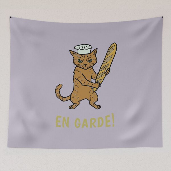 Item preview, Baker Cat with Baguette Weapon Illustration  designed and sold by LeshanArt.