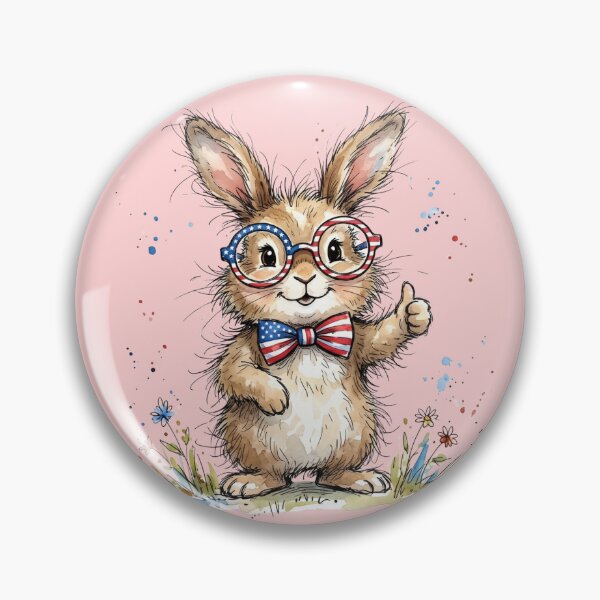Item preview, Cute Watercolor Patriotic Bunny with USA Flag Glasses Art designed and sold by BreezifyDesignStudio.