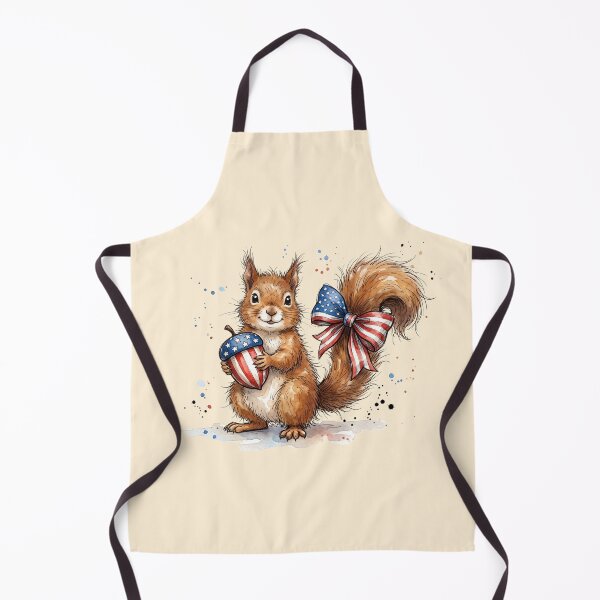 Item preview, Cute Watercolor Squirrel with USA Flag Acorn and Bow designed and sold by BreezifyDesignStudio.