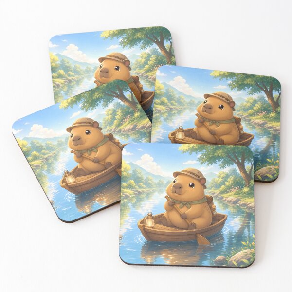 Item preview, Cute Capybara Adventurer Rowing Boat on River designed and sold by LuisWorks.