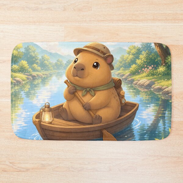 Item preview, Cute Capybara Adventurer Rowing Boat on River designed and sold by LuisWorks.